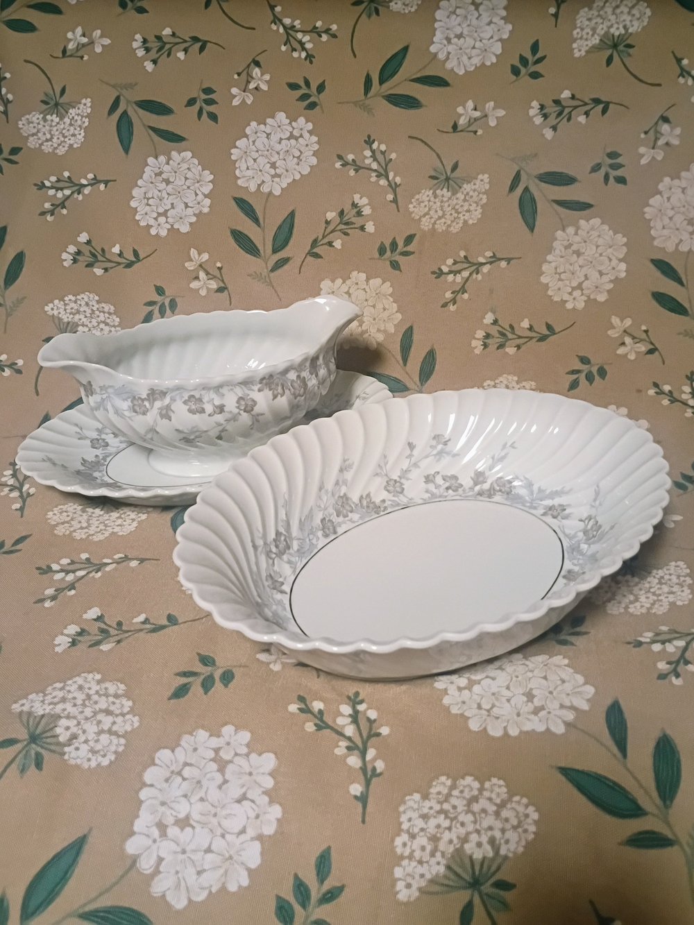 Vintage Valmont Limoges France Gracy Boat and Serving Bowl